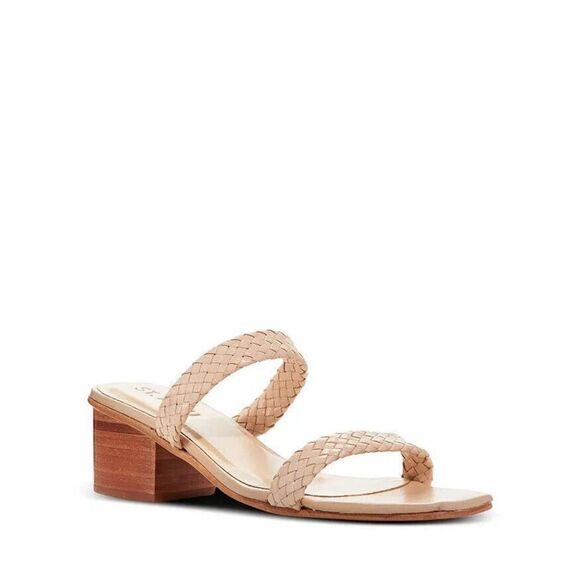 St. Agni Shoes - St. Agni Women's Camille Leather Slip On Heel Sandals Seashell US 8.5